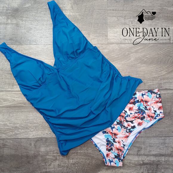 Beachsissi V Front Tummy Control Tankini Swimsuit Size XL - Picture 3 of 7